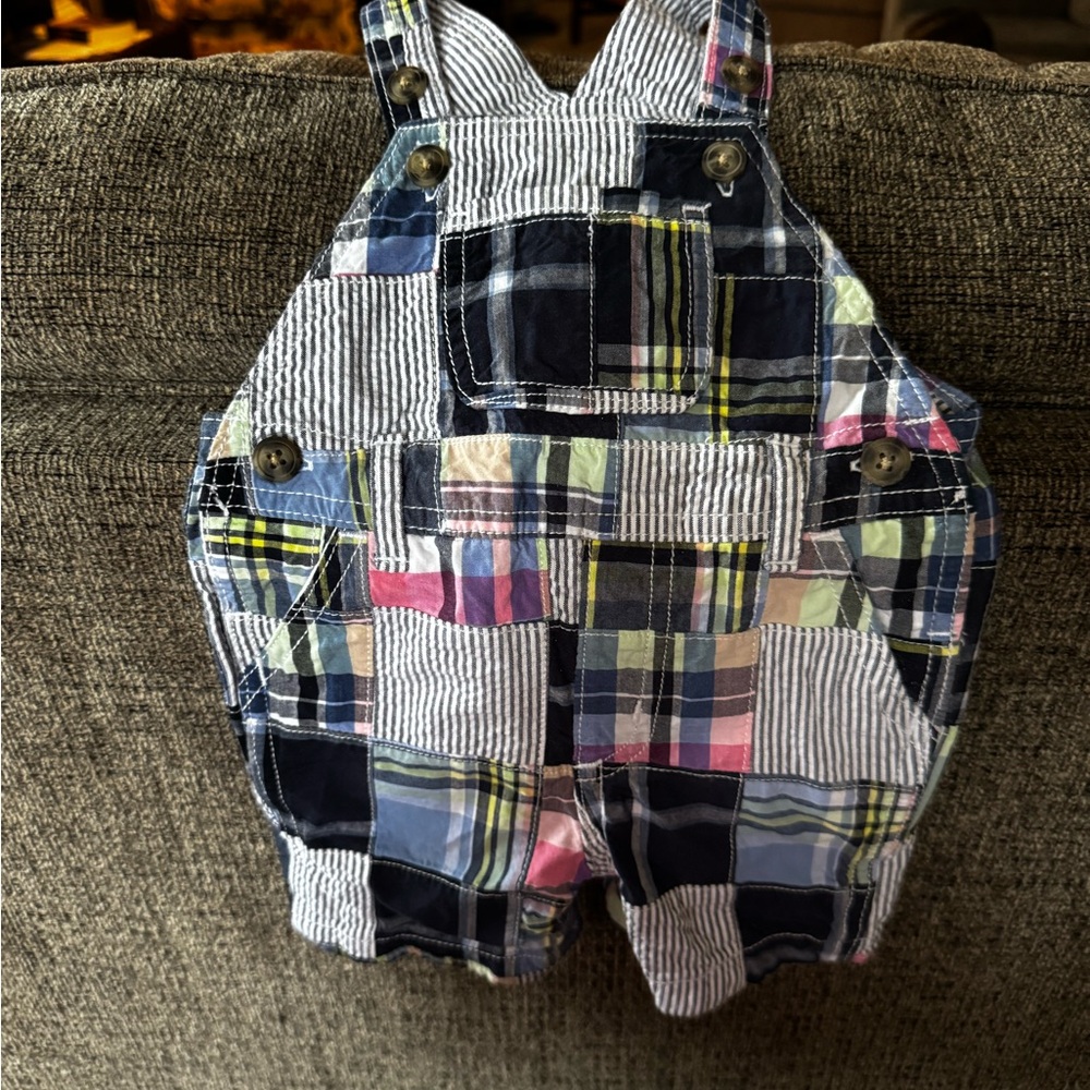 Dressed Up Gymboree 3-6 months Patchwork Kids Overalls